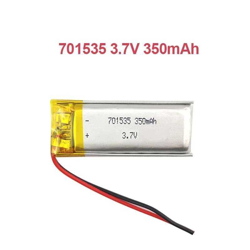 3.7 โวลต์701535 แบตเตอรี่ลิเธียมโพลิเมอร์ 350mAh ชาร์จได้สำหรับอุปกรณ์ฝึกสุนัขหูฟังบลูทูธ