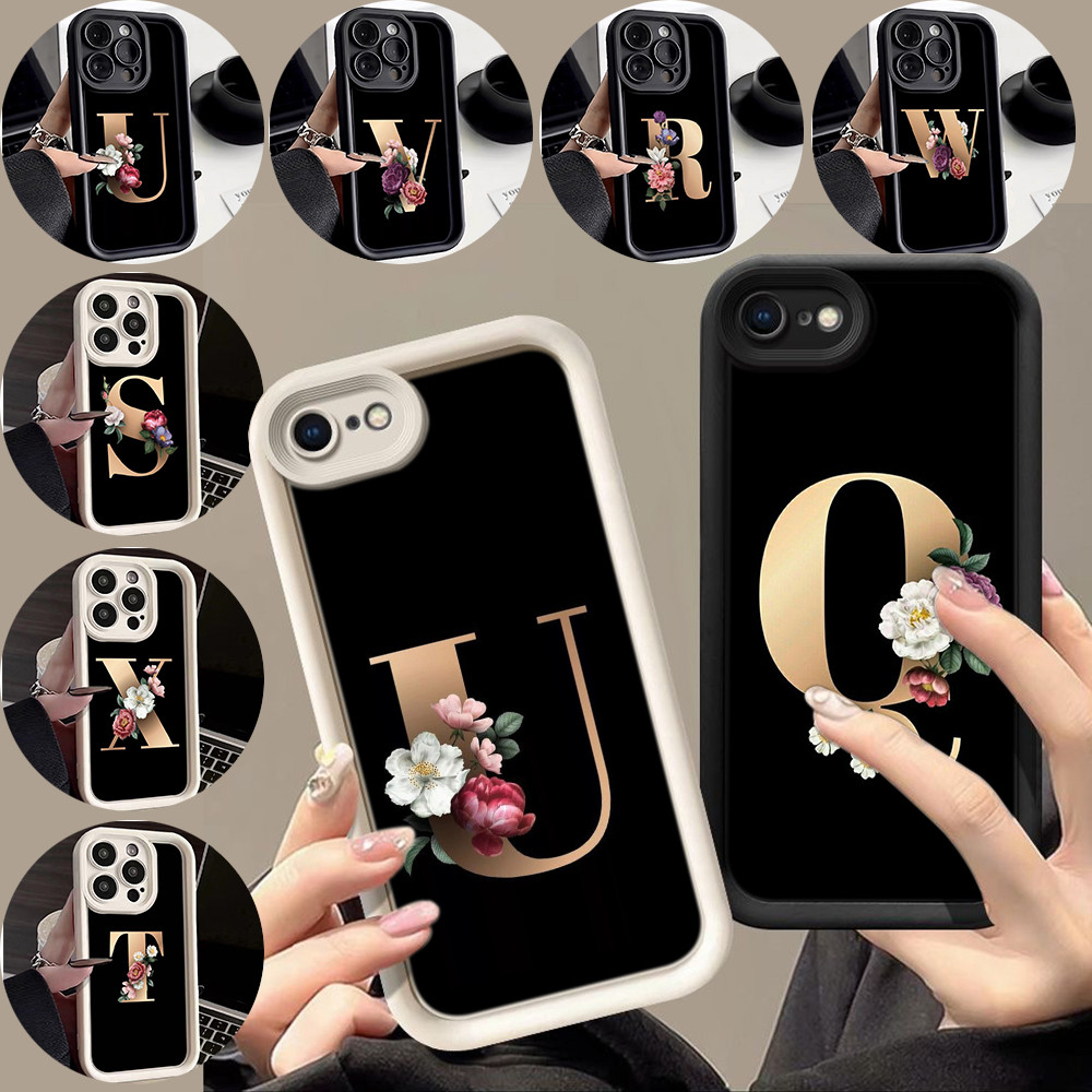 สำหรับ OPPO A5 A9 A31 A33 A53 A72 A92 A52 A54 เคสโทรศัพท์มือถือ ดวงตานางฟ้า กรณ RR26 Flower Letter Q
