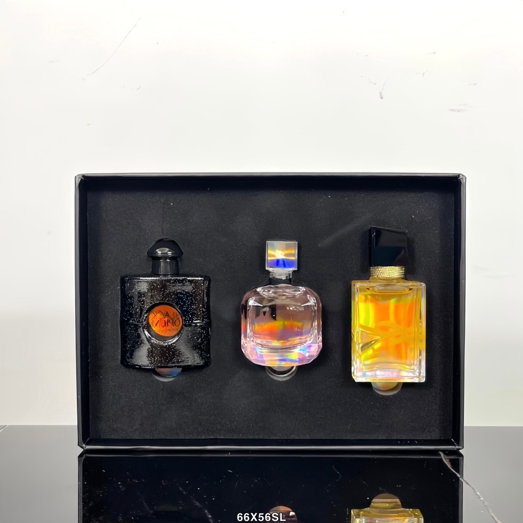 Ysl ชุดกล่องของขวัญน้ําหอม q Edition โอเปียม สีดํา สามชิ้น       YSL Perfume Sample Gift Box q Edit