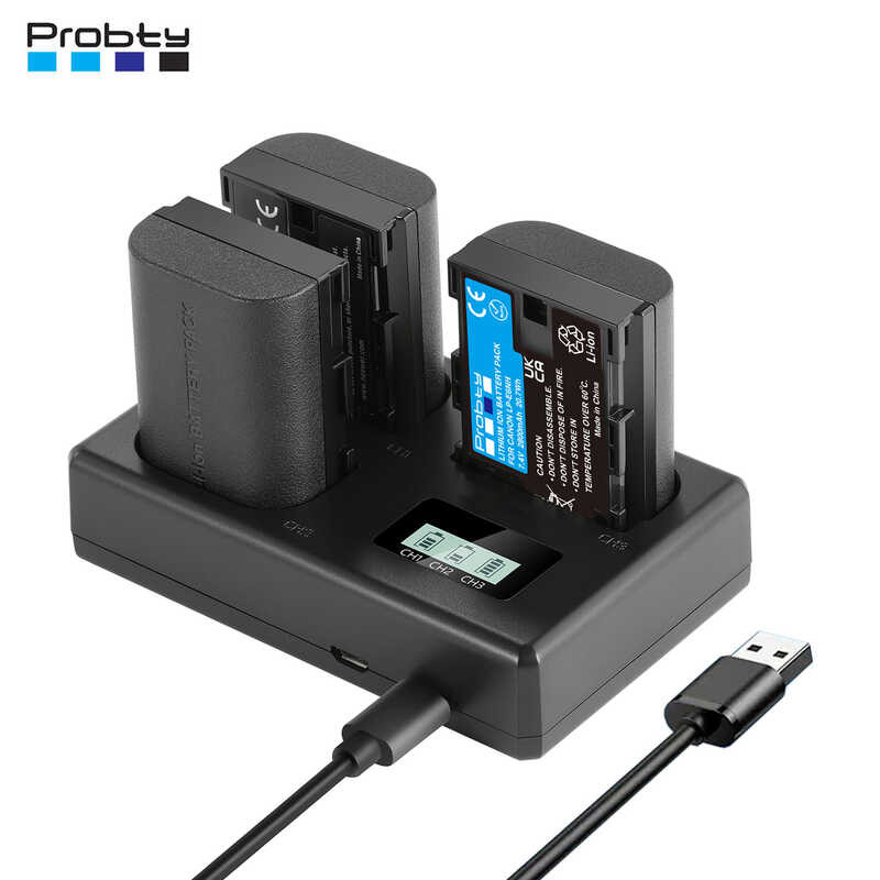 LP-E6NH b Replacement Battery 2800mAh and Triple Slot USB Charger for Canon R7, R5, R6 II, EOS R,