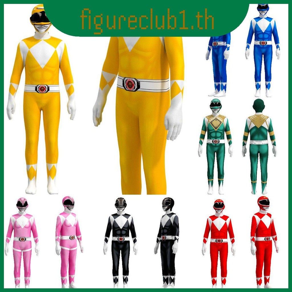 เครื่องแต่งกาย Rangers สําหรับเด็กและผู้ใหญ่ Featuring ทนทาน Jumpsuit ตัวละครและหน้ากาก**