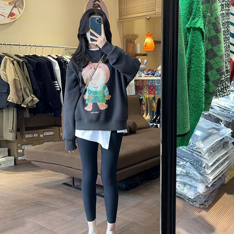 ต้นฤดูใบไม้ร่วงชุดเสื้อกันหนาวใหม่ของผู้หญิงอ้วนเล็กน้อยสไตล์เทพธิดายอดนิยมอินเทอร์เน็ตคนดังแฟชั่นเสื้อสเวตเ