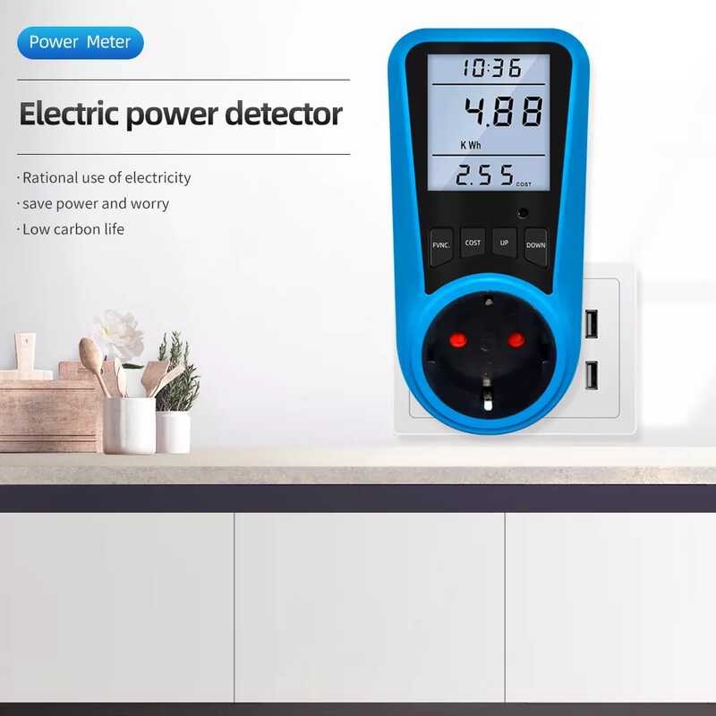 ❤ Pmb05 Digital Current โวลต์มิเตอร์ Time Watt Energy Tester AC Power Meter EU Plu
