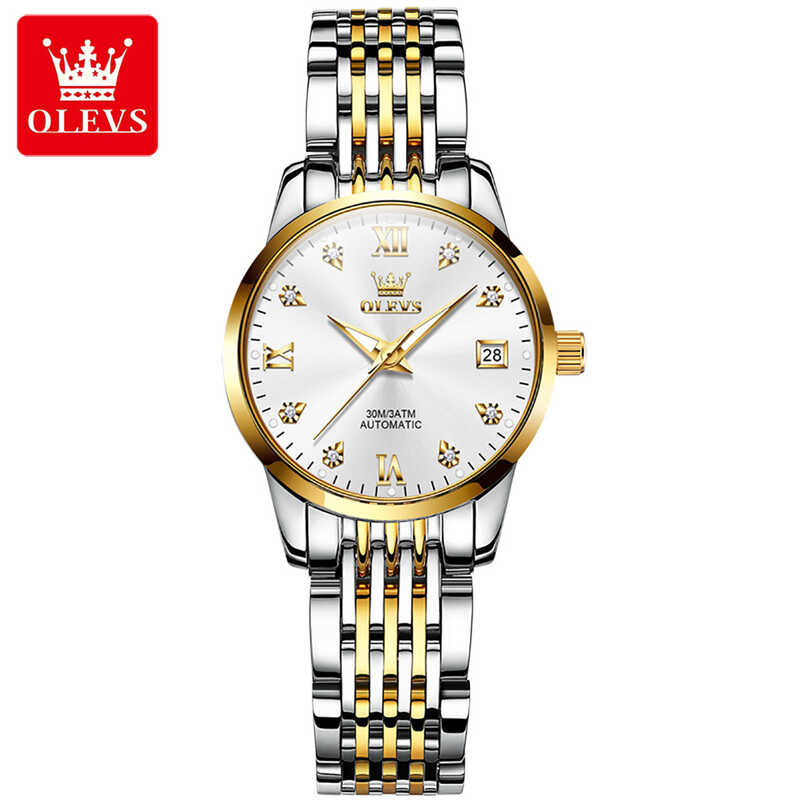 ❤ OLEVS 6673 Automatic Mechanical Fashion Watches For Waterproof Stainless Steel Band Women Wri