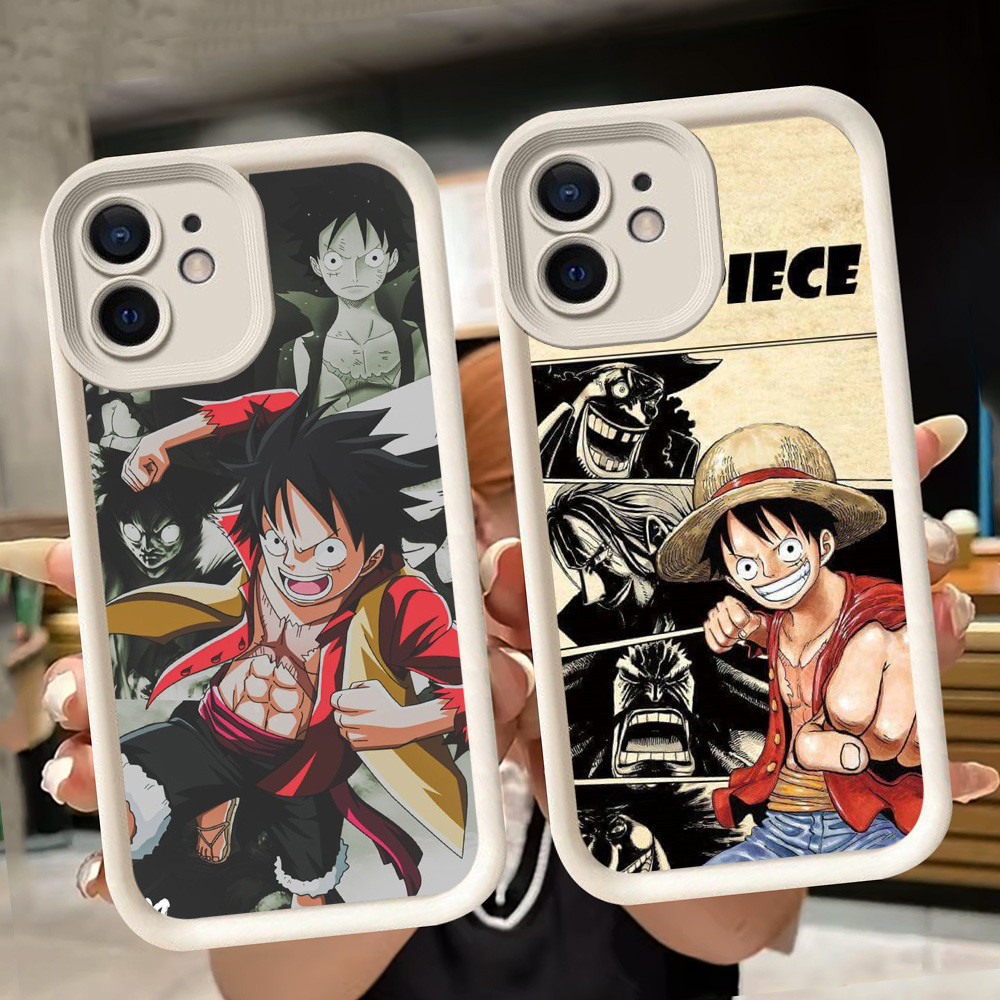 เคสนิ่มสําหรับ iPhone XS X XR 15 11 12 Mini Pro Max สีขาว Q28 One Piece Luffy