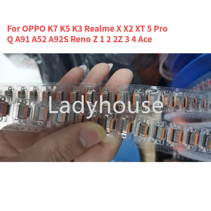 2-10PCS Charger Pin พอร์ตสําหรับ OPPO K7 K5 K3 Realme X X2 XT 5 Pro Q A91 A52 A92S Reno Z 1 2 2Z 3 4