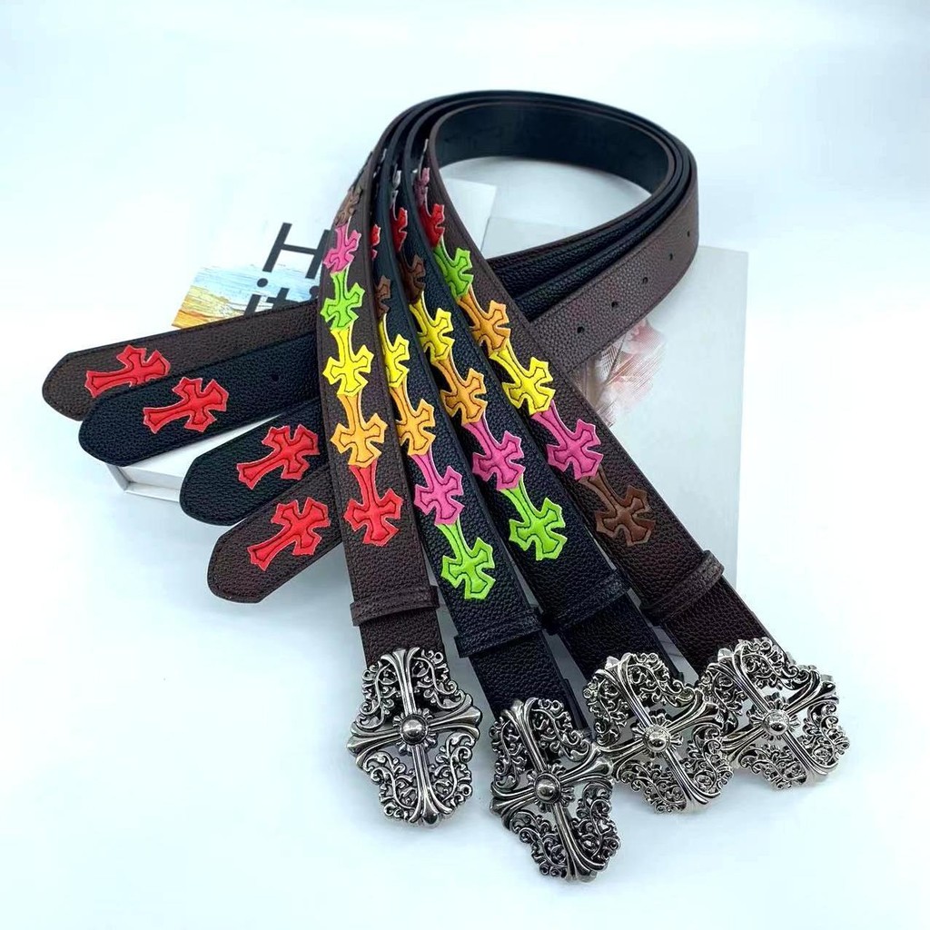 เข็มขัด Chrome Hearts แบบ Cross Hollow สำหรับตกแต่งกางเกงยีนส์