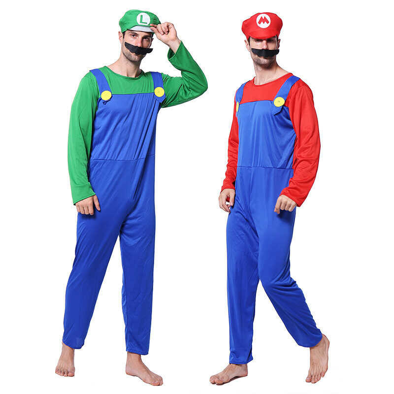 Adult Mario Bros Cosplay Super Mary Halloween Party Uniform MARIO & LUIGI Costume For Men【C