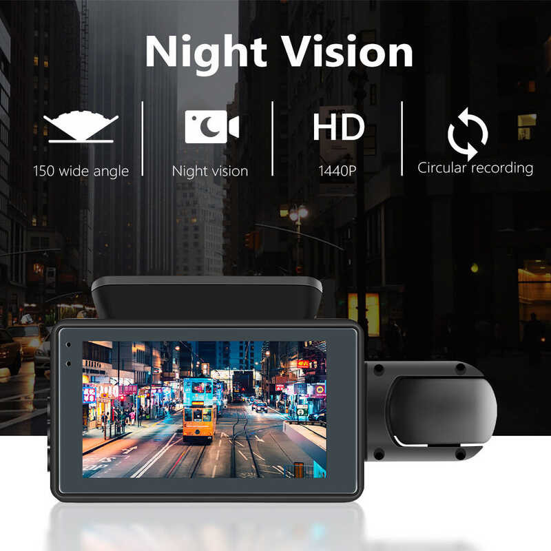 Dual Lens Dash Cam HD 1080P Video Recorder 32Gb Memory Card 3.0 Inch IPS Screen Night Vision G-Sens