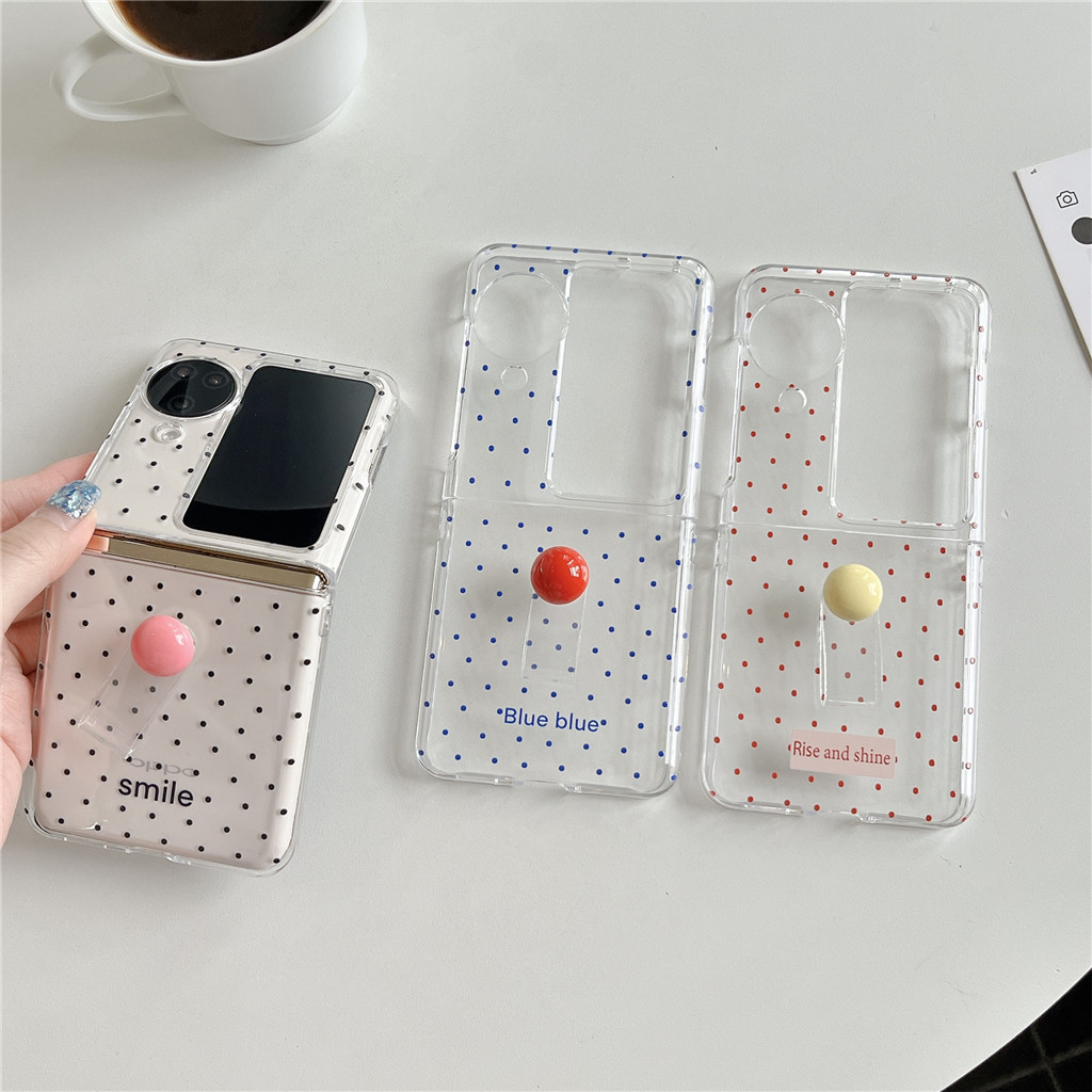 น่ารัก Wave Point โปร่งใสเคสโทรศัพท์ที่มีสีสันถั่วแหวนสําหรับ OPPO Find N2 Flip findn3 พลิกค้นหา N3 พลิกปกหลัง
