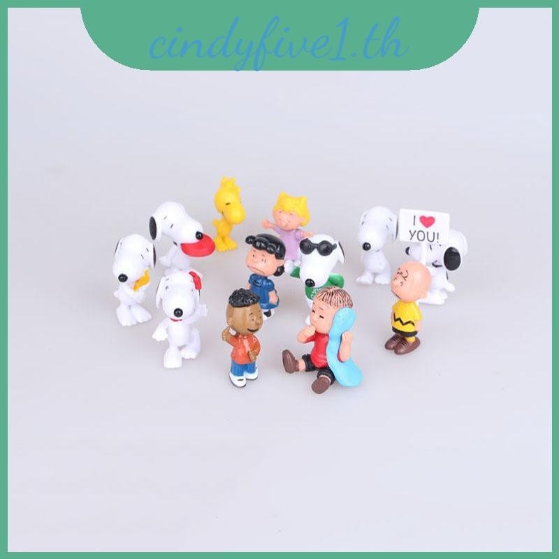 12 ชิ้นที่ไม่ซ้ํากันถั่วลิสง Charlie Brown Snoopy Lucy Franklin ตุ๊กตา Topper ของเล่นเค้ก