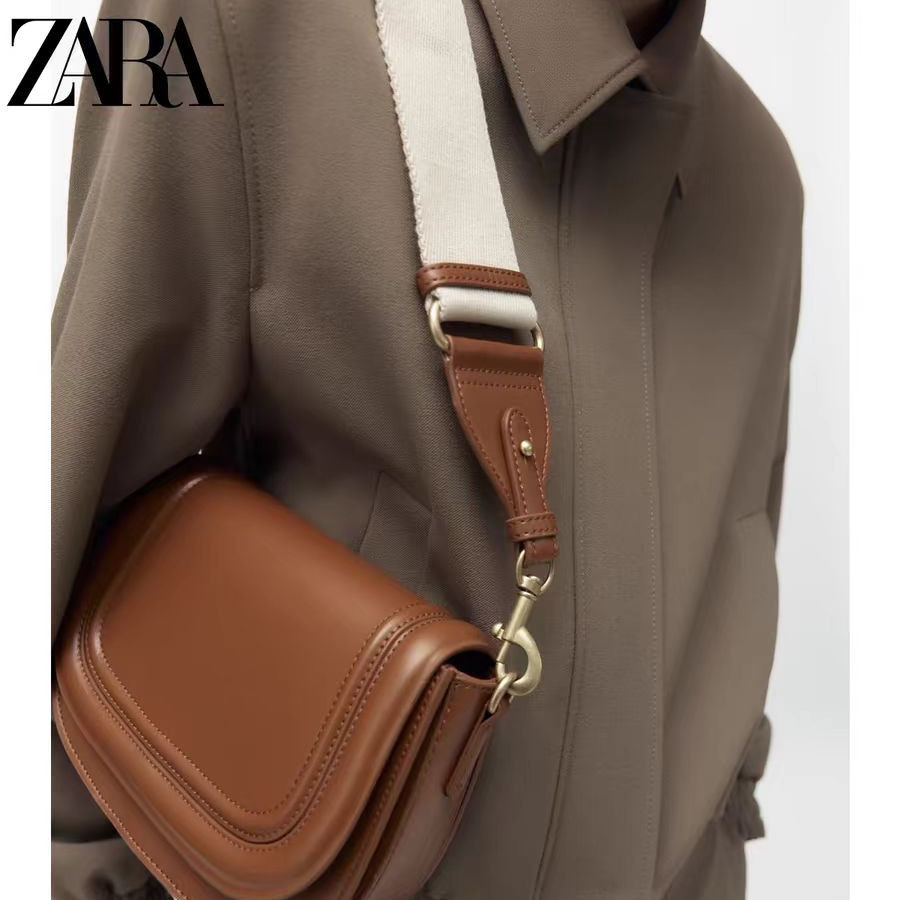Zara ใหม่ กระเป๋าสะพายข้างผู้หญิง ใต้วงแขน หัวเข็มขัดแม่เหล็ก ฝาพับ ด้ายจับ กระเป๋าสะพายข้าง 601222
