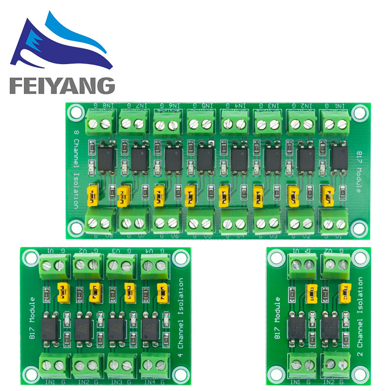Pc817 2/4 ช่อง Optocoupler บอร์ดแยกแรงดันไฟฟ้าอะแดปเตอร์แปลงโมดูล 3.6-30V Driver Photoelectric Isolated โมดูล