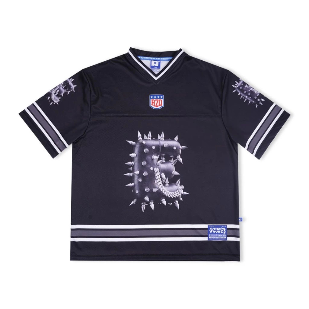 Rzq/series ตัวอักษร E/Streetwear/Jersey/Oversize/Boxy Fit/Retro/Vintage/Music/Rugby/y2k/Bloke Core/เ
