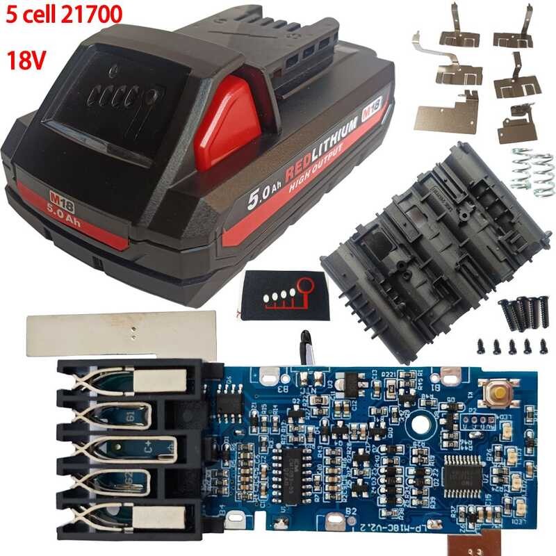 ❤ แบตเตอรี่สำรองสำหรับ MILWAUKEE M18 5 Cell 21700 3A 4A 5A ชาร์จเร็ว ความจุสูง อุปกรณ์เสริมอุปก