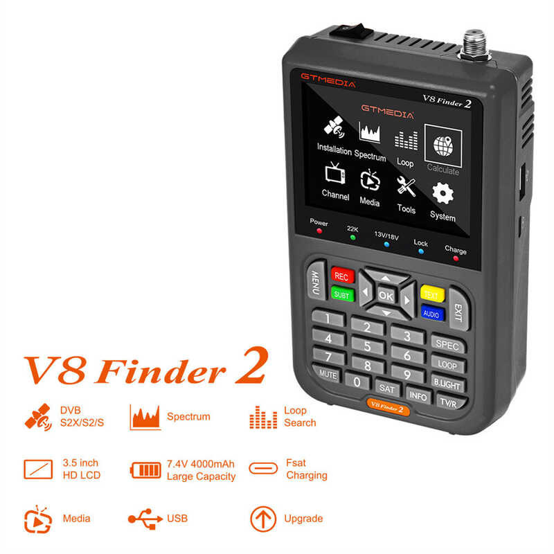 1080P Hd V8 Finder2 Signal Finder Dvb-S/S2/S2x Handheld Satellite Meter Spectrum Analyzer