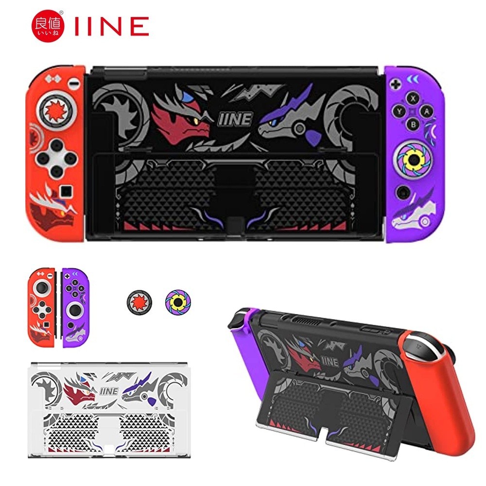 ฝาครอบเคสป้องกัน Pokemon Scarlet และ Violet สําหรับ Nintendo Switch OLED พร้อมผ้าคลุม Thumb Grip