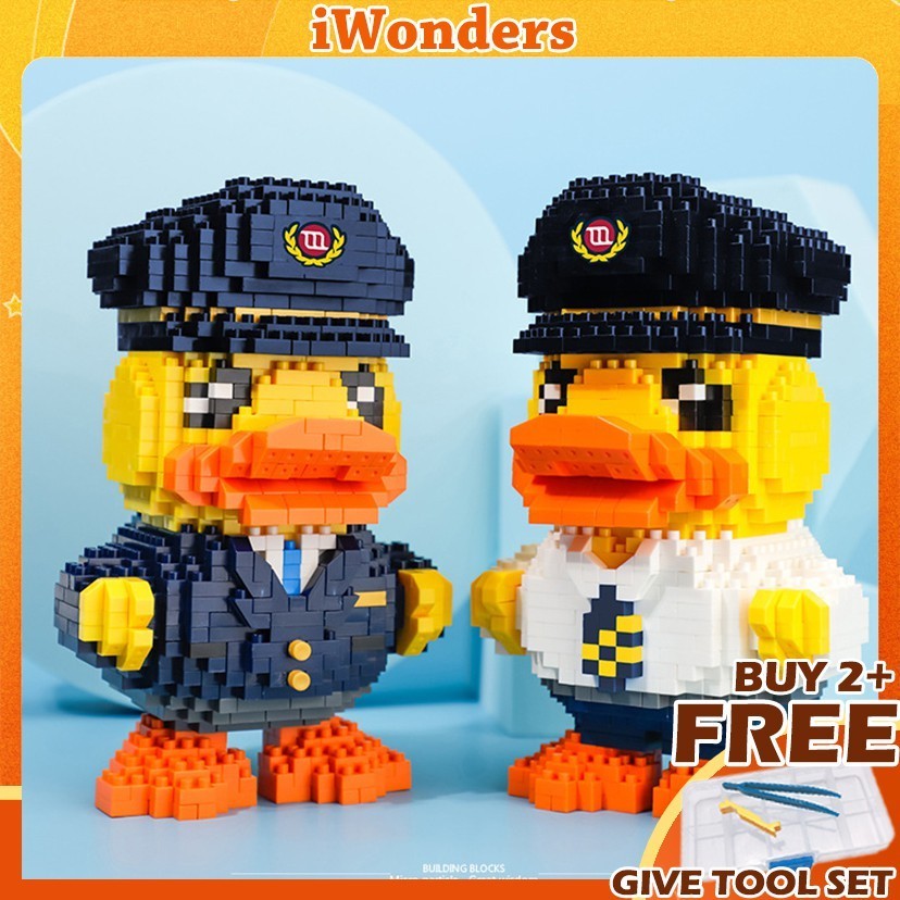 บล็อกตัวต่อนาโน รูปเป็ดสีเหลือง ตํารวจตํารวจ B.Duck Diamond Micro MOC ของเล่นเสริมการเรียนรู้ สําหร – โปรปัง