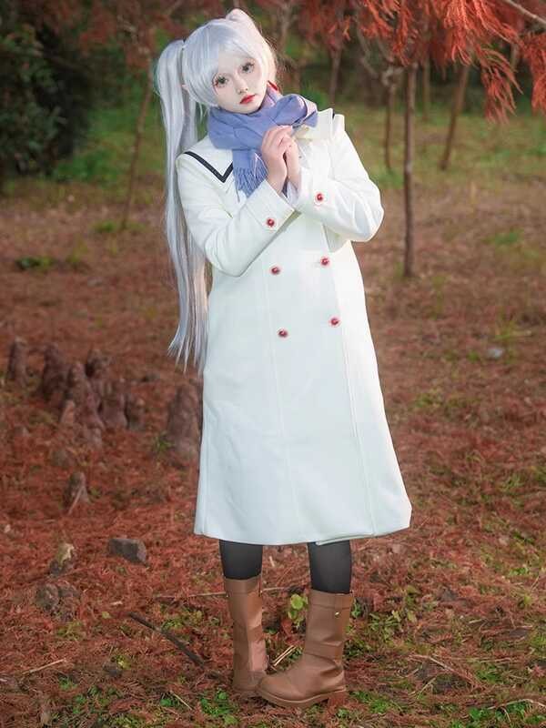 Frieren Anime Beyond Journey's End Cosplay Costume Elf Frieren Winter Coat Jacket Scarf Full Suits