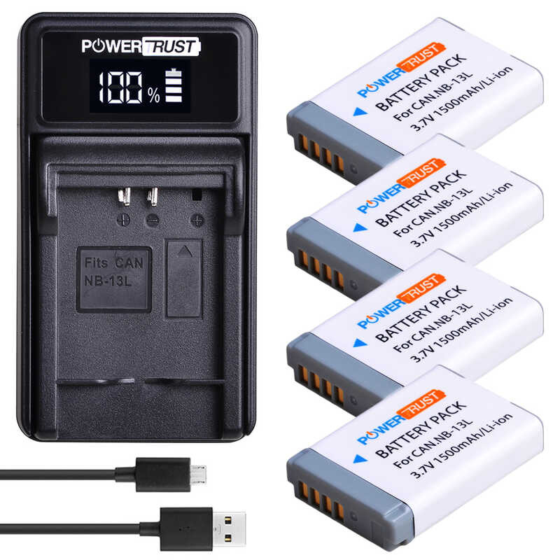 4 3 ชิ้น NB-13L NB 13L NB13L แบตเตอรี่ akku + ใหม่ LED ชาร์จ USB สำหรั