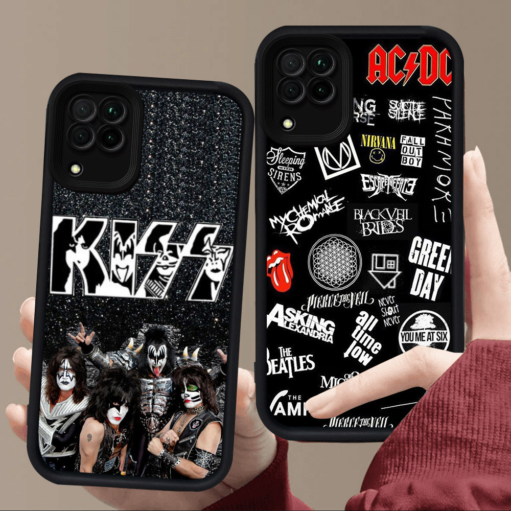 E3 แฟชั่น Rock Band สําหรับซิลิโคนสีดํา Samsung J2 M04 A04 A06 J7 Prime A05 A12 A04E A22 F04 Pro 5G