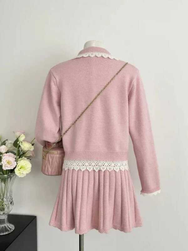 ▥ ผู้หญิง 2 ชิ้นชุดvintageเสื้อแขนยาวa-eกระโปรงมินิvintage Y2kน่ารักกระโปรงสั้นชุดelegant 20