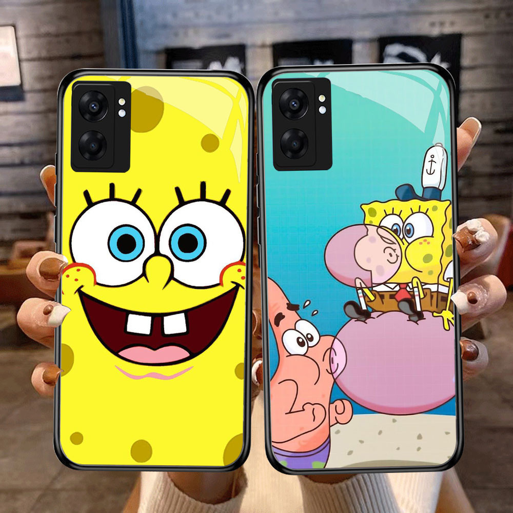 DF-71 น่ารัก SpongeBobs TPU HD แก้วสําหรับ OPPO A57 A77S A17 A36 A77 A57S A76 A96 Realme C30S C55 C3