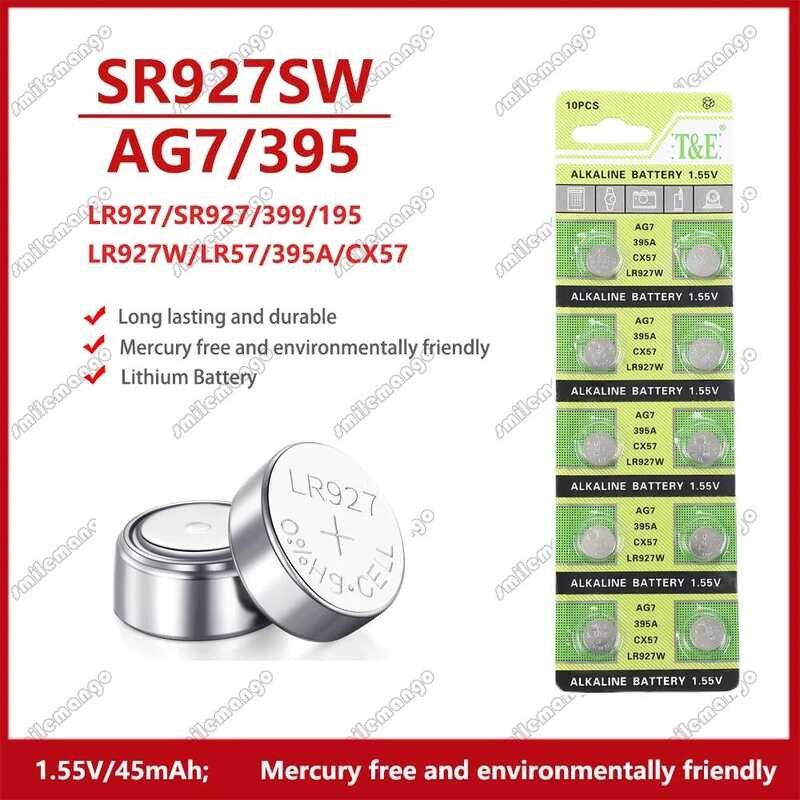 1.55V 2PCS-50PCS AG7 LR927 LR57 SR927W 399 GR927 395A AG 7 ถ่านกระดุมสำหรับนาฬิกา ของเล่น รีโมท Ce