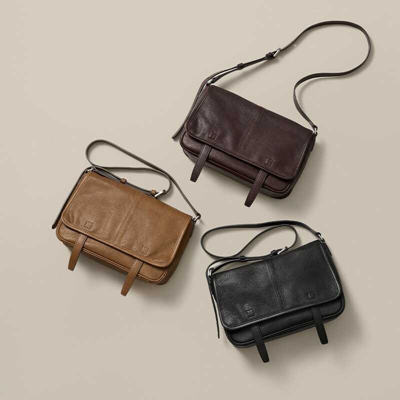 กระเป๋าメッセンเจอร์หนังวัวแท้ Qiuzhen สำหรับการเดินทางและการทำงานทุกวัน