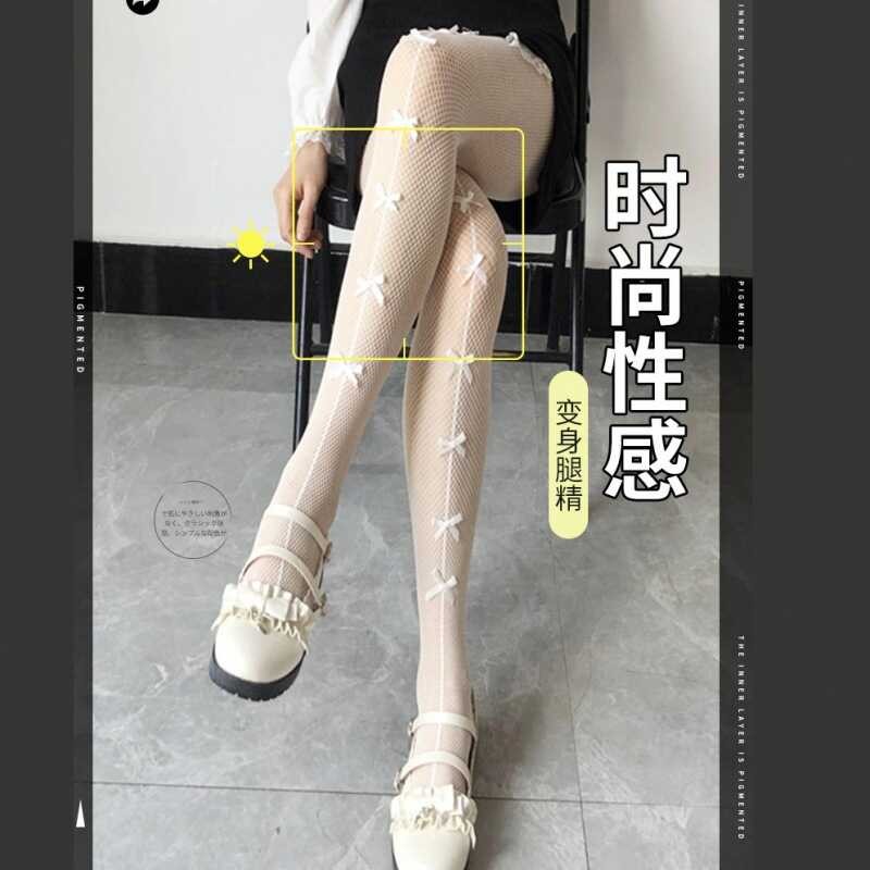Black Bowknot Fishing Net ถุงเท้าเด็ก Thin Hot lady JK ถุงน่อง