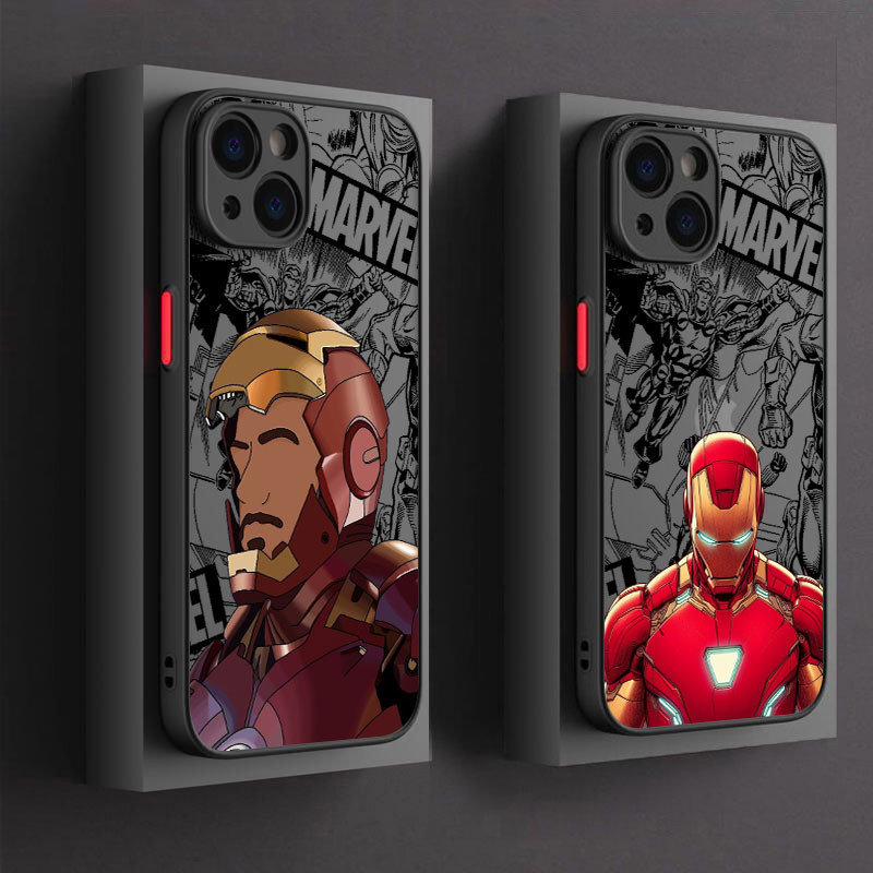 Ironman Marvel Coolเคสโทรศัพท์สําหรับIphone 15 11 14 Plus 16 Pro Max 12 13 MiniซิลิโคนสําหรับIphone 16Pro 15Plusโปร่งใสFrostedกันกระแทกเกราะ