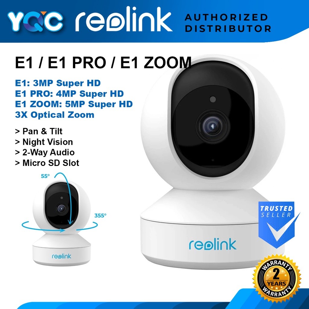 Reolink E1 3MP/ E1 Pro 4MP / E1 Zoom 5MP WiFi IP Camera, Pan & Tilt, เสียง 2 ทิศทาง, การตรวจจับการเ