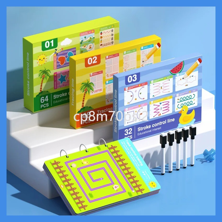 a Children Montessori Drawing Toy Pen Control Training Color Shape Math Match Game Set Toddler Lear