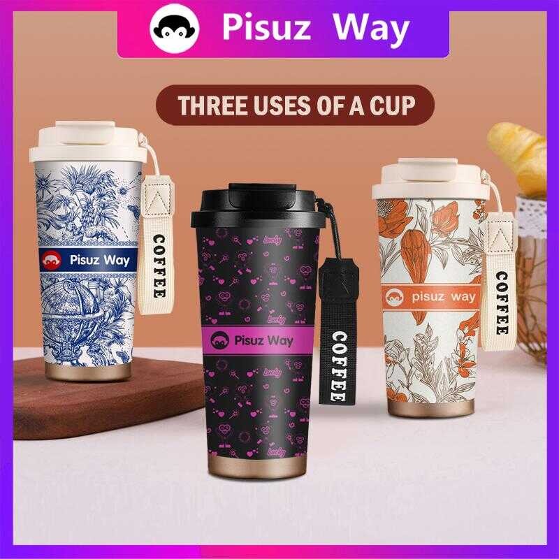 Pisuz Way Original Healthy Double Drink 500Ml Large Capacity Coffee Cup 316 Stainless Steel Ceramic