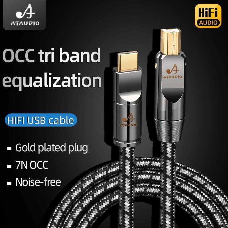 ATAUDIO HiFi สาย USB USB Type A ถึง B เสียง usb otg ประเภท B สําหรับ PC DAC มือถือ