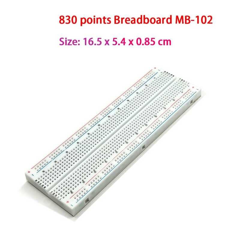MB102 บอร์ดทดลอง แบบไม่ต้องบัดกรี 830 รูเสียบ บอร์ดทดสอบวงจรแบบอเนกประสงค์สำหรับ DIY MB-102