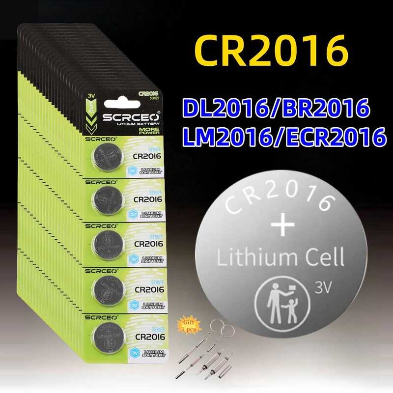 แบตเตอรี่ลิเธียม CR2016 2-50 ชิ้น 3V แบตเตอรี่ปุ่ม CR 2016 BR2016 DL2016 LM2016 สำหรับนาฬิกา