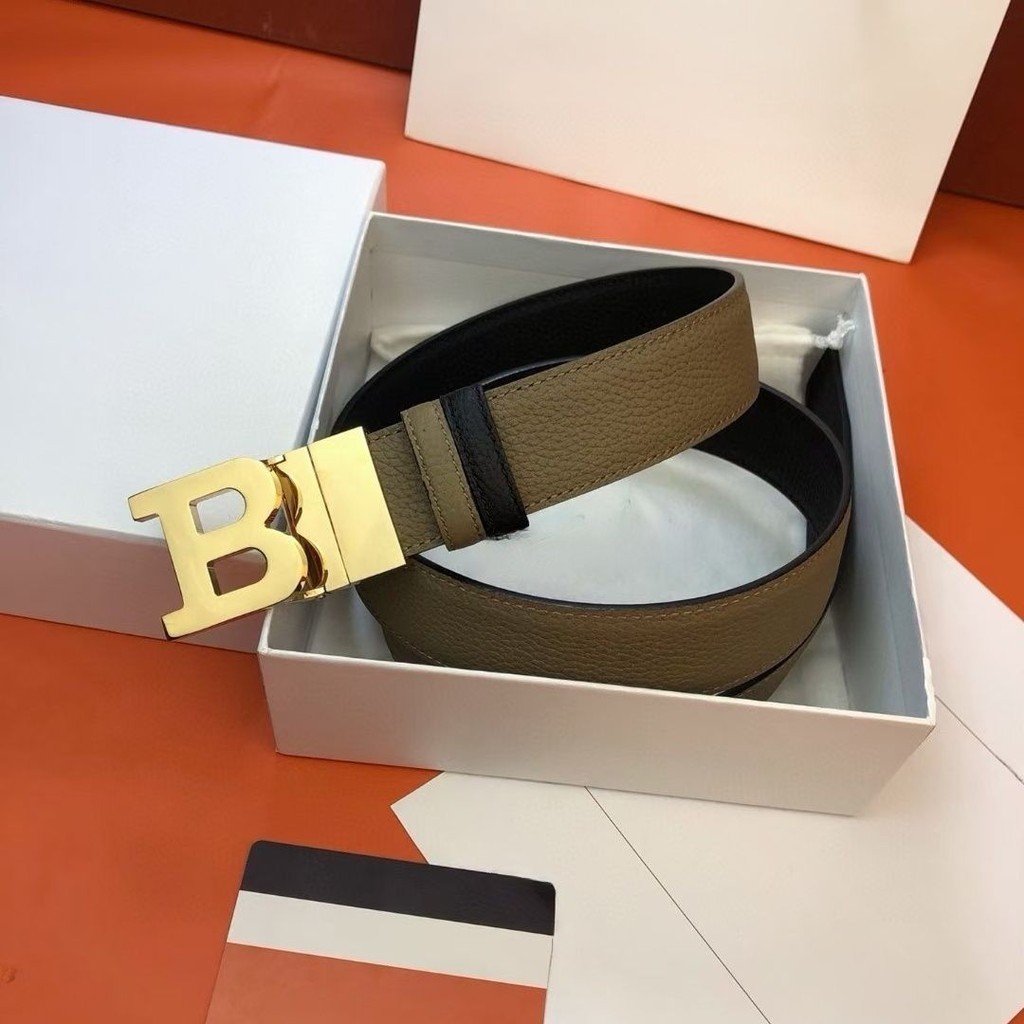 3B4F BURB####Y  Letter Fashion Men's Belt Copper Leather Belt Casual Business Youth Private Network