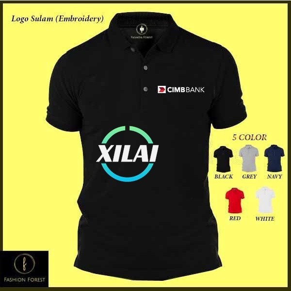 Xilai เสื้อโปโล ปักโลโก้ Sulam แห้งเร็ว ไมโครไฟเบอร์ CIMB 1195