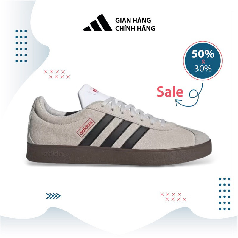 [ ของแท ้ ] Adidas VL Court Lifestyle Skateboarding 'Grey ' Shoes HQ1802 " Adidas VL Court Lifestyl