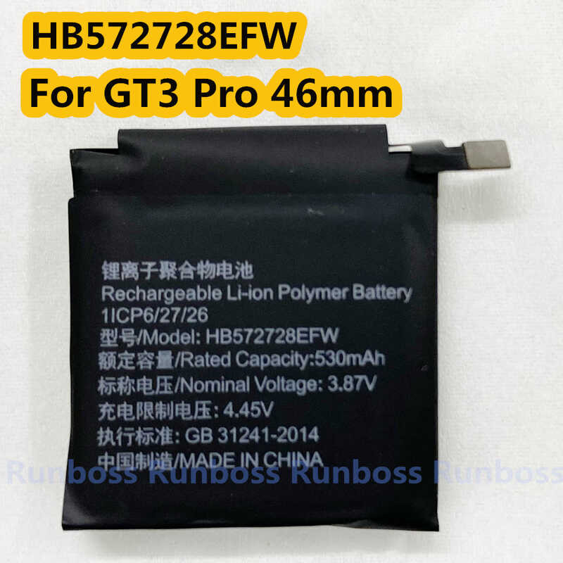 HB572728EFW 1 530mAh แบตเตอรี่ใหม่และมีคุณภาพสูงสำหรับ Huawei GT