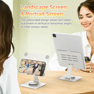 GOOJODOQ ที่วางโทรศัพท์เหล็กคาร์บอนทนทานเป็นพิเศษพร้อม 180° ปรับความสูง 360° หมุนกระจายความร้อนอย่างรวดเร็ว