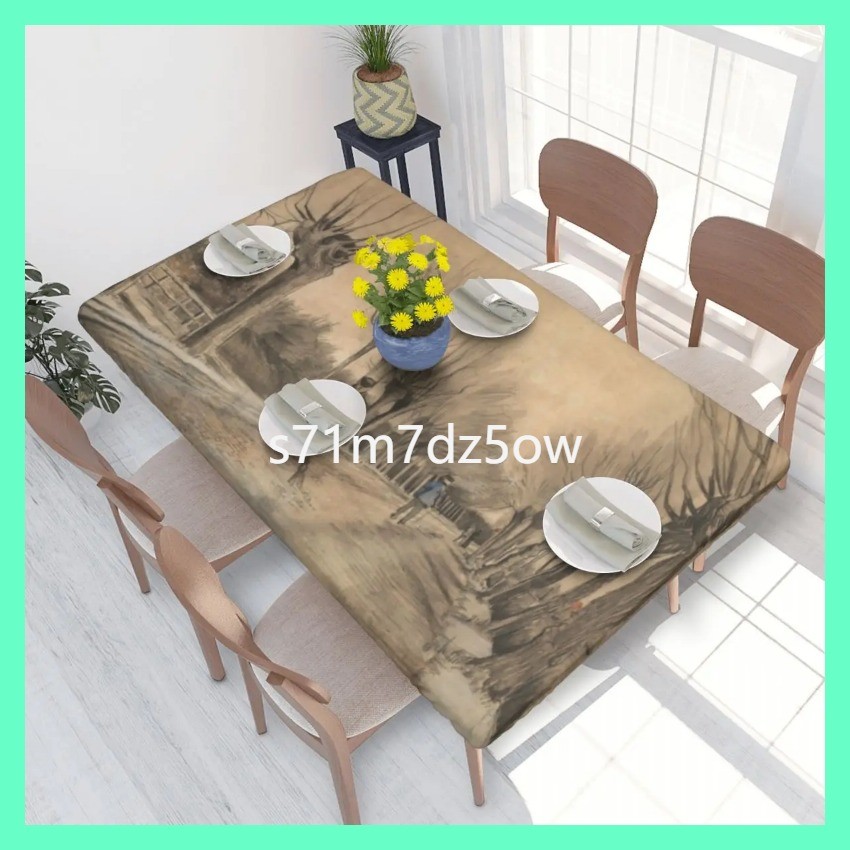 tk Custom Rectangular Road In Etten By Vincent Van Gogh Table Cloth Oilproof Tablecloth Outdoor 4FT