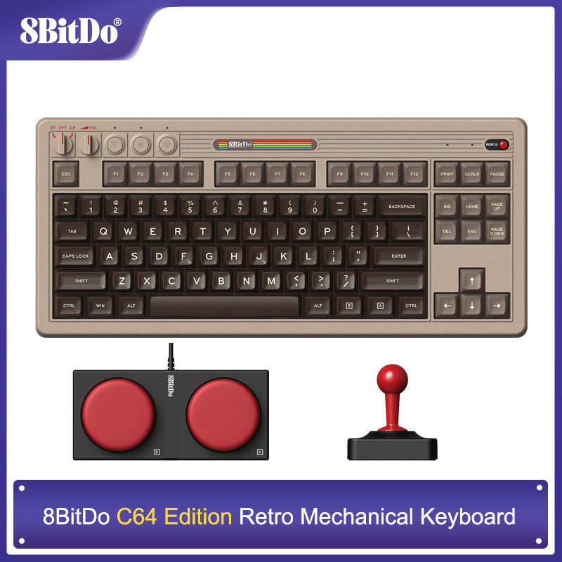 8bitdo Retro Mechanical Keyboard, BT/2.4G/USB-C Hot Swappable Gaming Keyboard 87 Keys, Dual Super P
