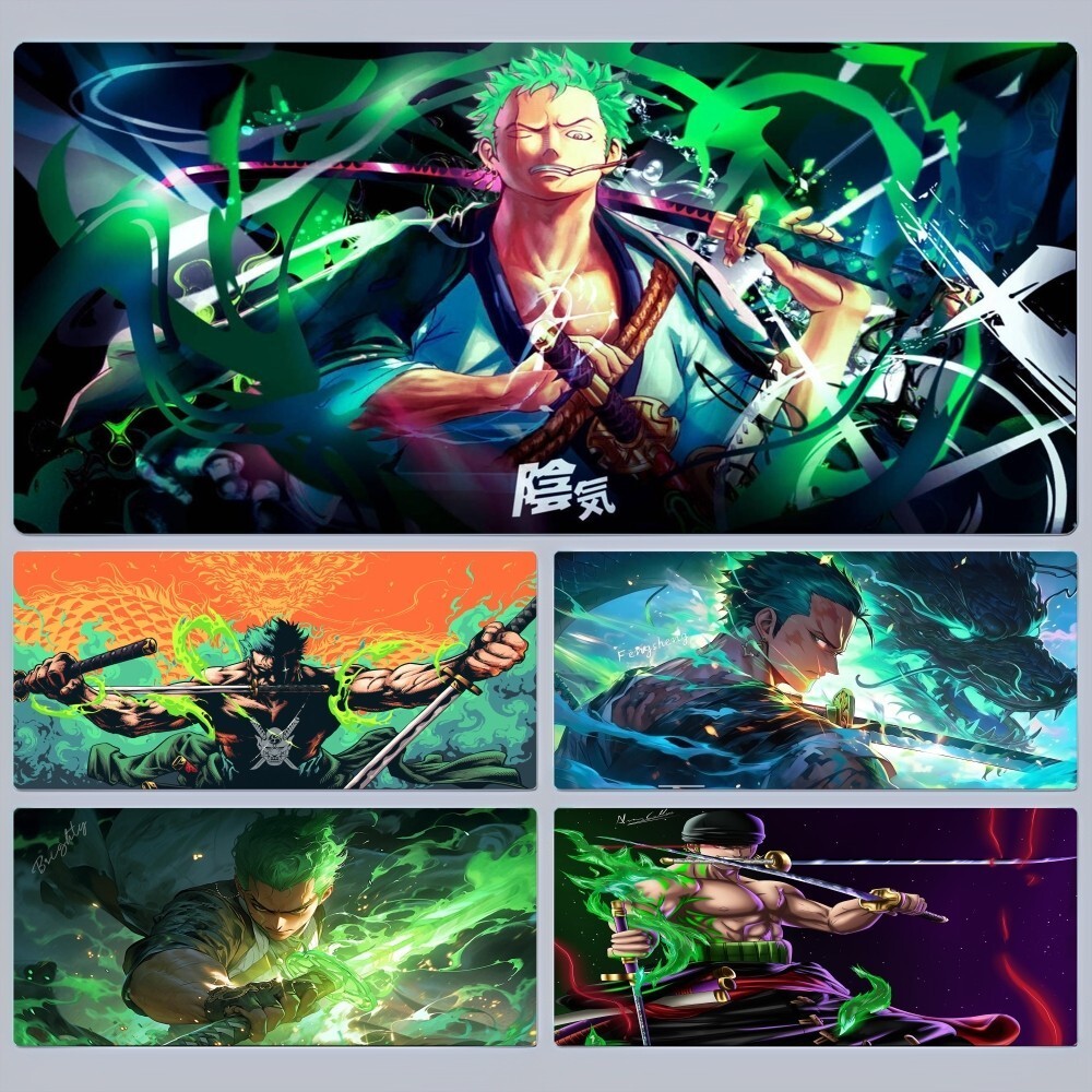 ONE PIECE Roronoa Zoro แผ่นรองเมาส์ขนาดใหญ่สําหรับคีย์บอร์ดเกมเมอร์