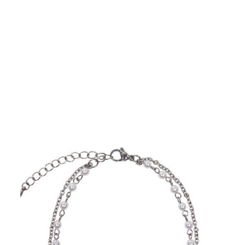 ,[LUVISTRUE] Ch LUV necklace (สีเงิน) / ของแท้ 100% / สินค้าเกาหลี / สร้อยคอทุกวัน VBG