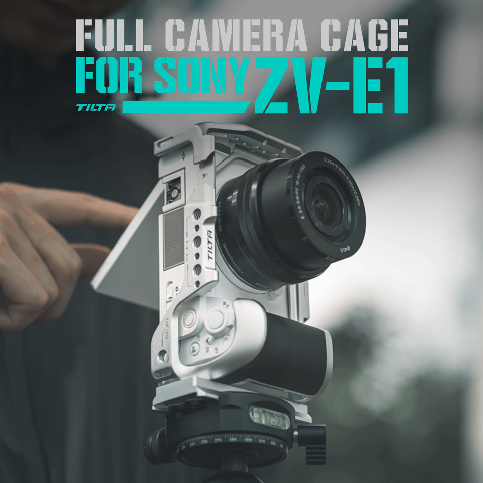 TILTA สําหรับ Sony ZV-E1 zve1 กรงกล้อง Silver TA-T35-AS พร้อมซิลิโคน Grip Dslr Rig เย็นรองเท้า Nato 