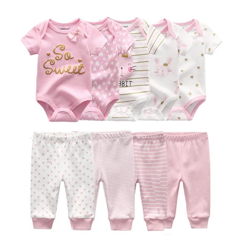 Kiddiezoom 9 ชิ้น/ล็อต Four Seasons แฟชั่นเด็กทารกสาวชุดผ้าฝ้ายทารกแรกเกิด Bodysuits + กางเกงเด็กทารกชุดของขวัญ