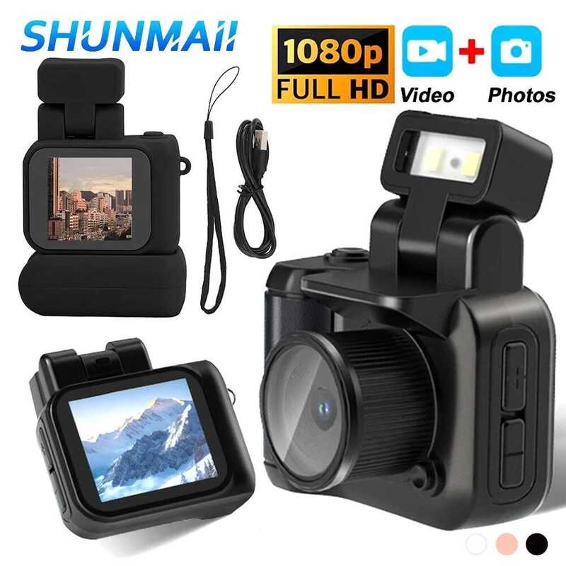 Y4000 กล้องดิจิตอล หน้าจอขนาดเล็ก HD 1080p เครื่องบันทึกวิดีโอพกพาพร้อมไฟแฟลช แท่นชาร์จแบตเตอรี่ กล้
