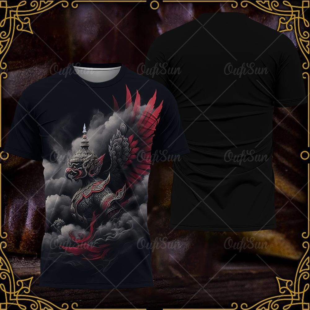 เสื้อยืดชายแขนสั้น ลายครุฑ เสื้อยืดลายไทย เนื้อผ้านุ่ม ระบายอากาศดี ราคา ถูกที่สุด ดีลบีเคเค